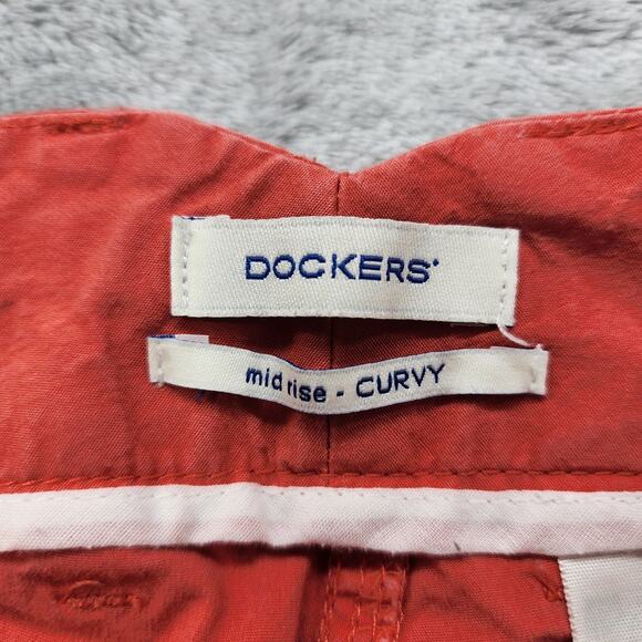 Dockers Pants Womens 12 Orange Mid Rise Curvy Capri Zip Hem Drawstring Outdoors - Picture 4 of 11